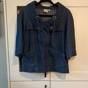 cleo Indigo Short Sleeve Denim Jacket with Hood
